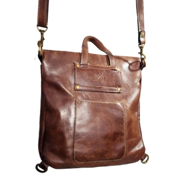 Patricia Nash Cognac Leather Backpack Purse Brown - Picture 2 of 14